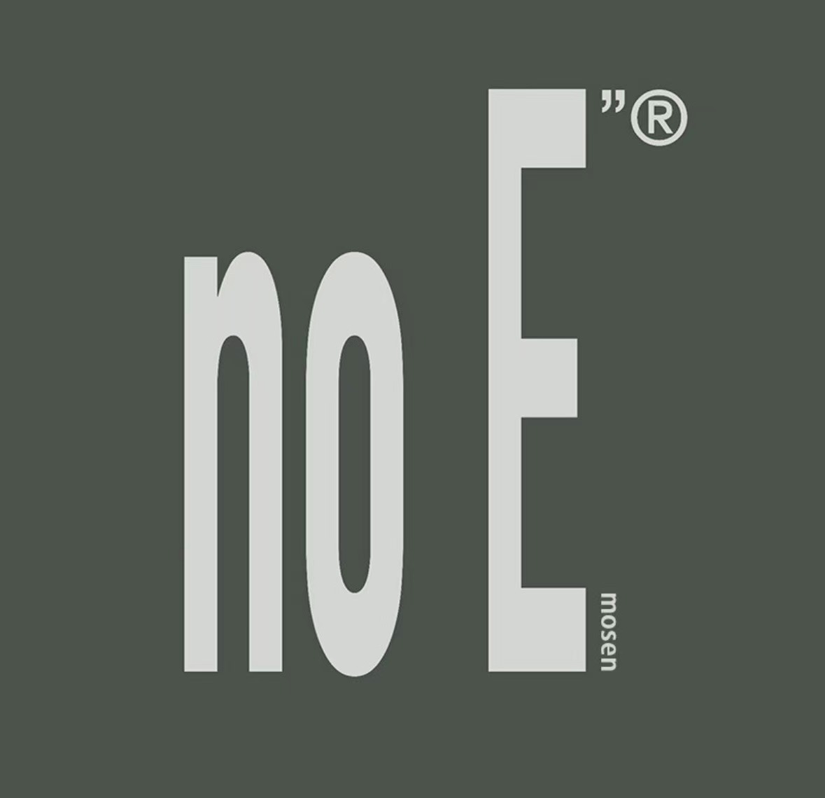 No E Mosen logo on muted green