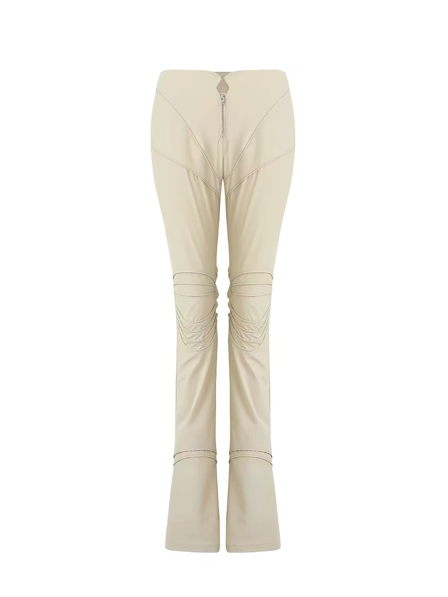 Cream panelled trousers isolated on white