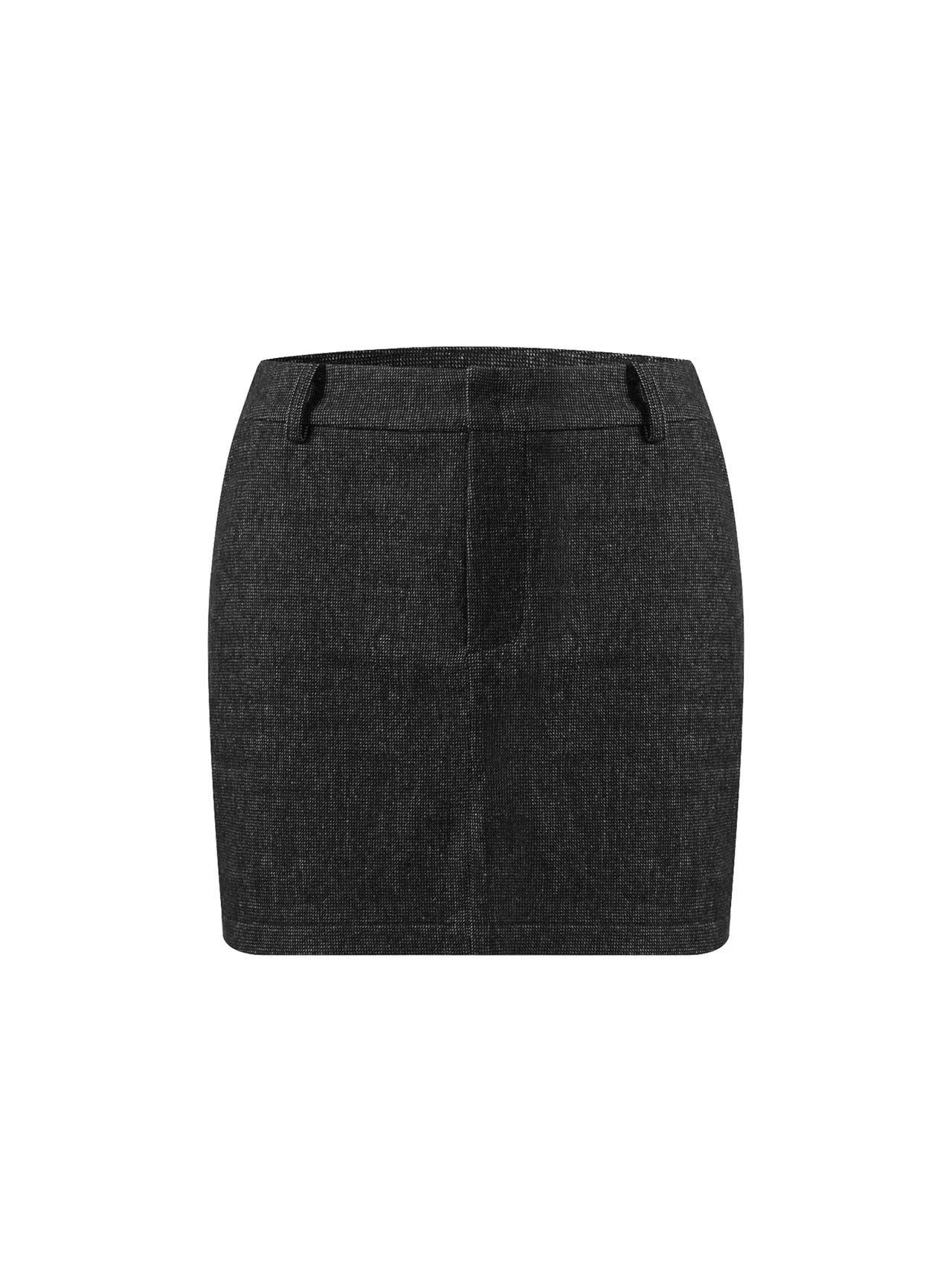 Textured charcoal skirt isolated on white
